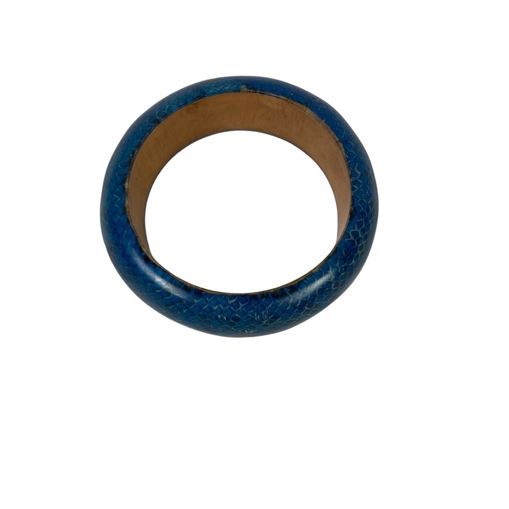 Blue Wood Bangle 3” diameter boho accessory